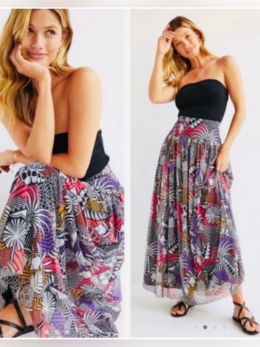Farm Rio Anthropologie Tropical Print Maxi Skirt - Picture 2 of 11